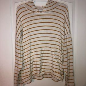 Super soft striped sweater with hood and pocket